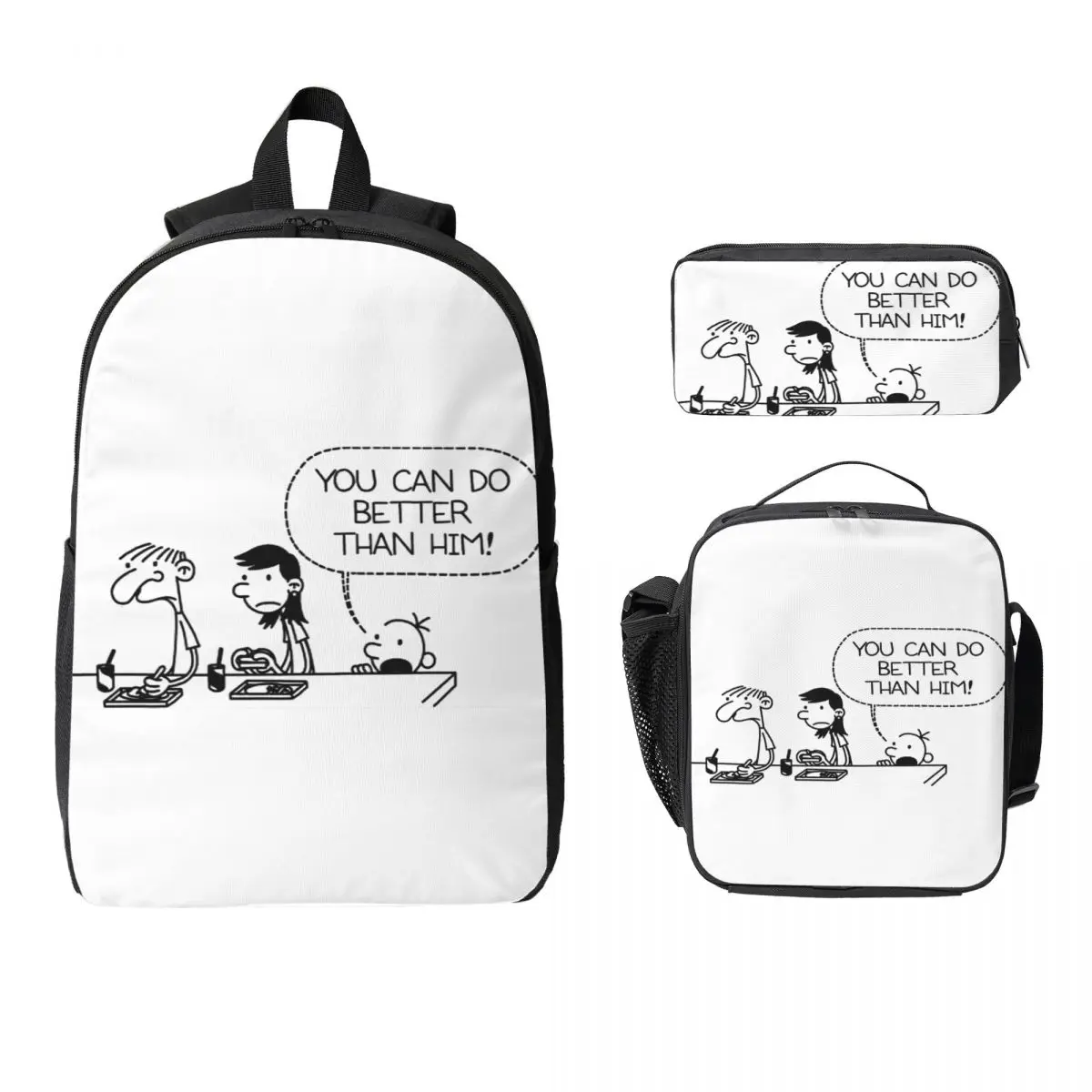 

Diary Of A Wimpy Kid You Can Do Better Than Him Backpack BookBag School Bag Shoulder Bags 3ps Insulated Lunch Bag Pencil Case
