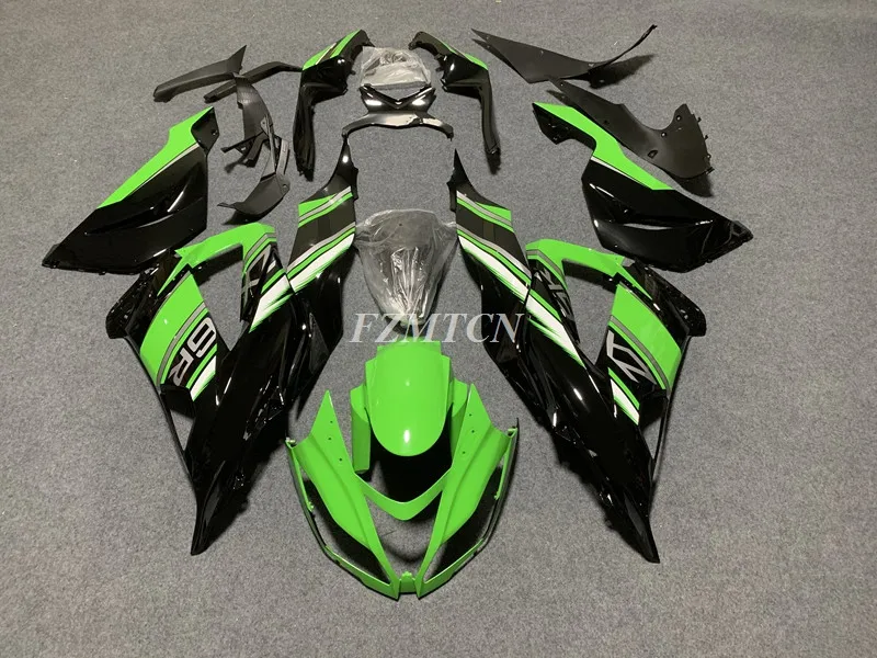 4Gifts New ABS Fairings Kit Fit For KAWASAKI ZX-6R 13 14 15 16 17 636 2013 2014 2015 2016 2017 2018 Bodywork Set Green Black