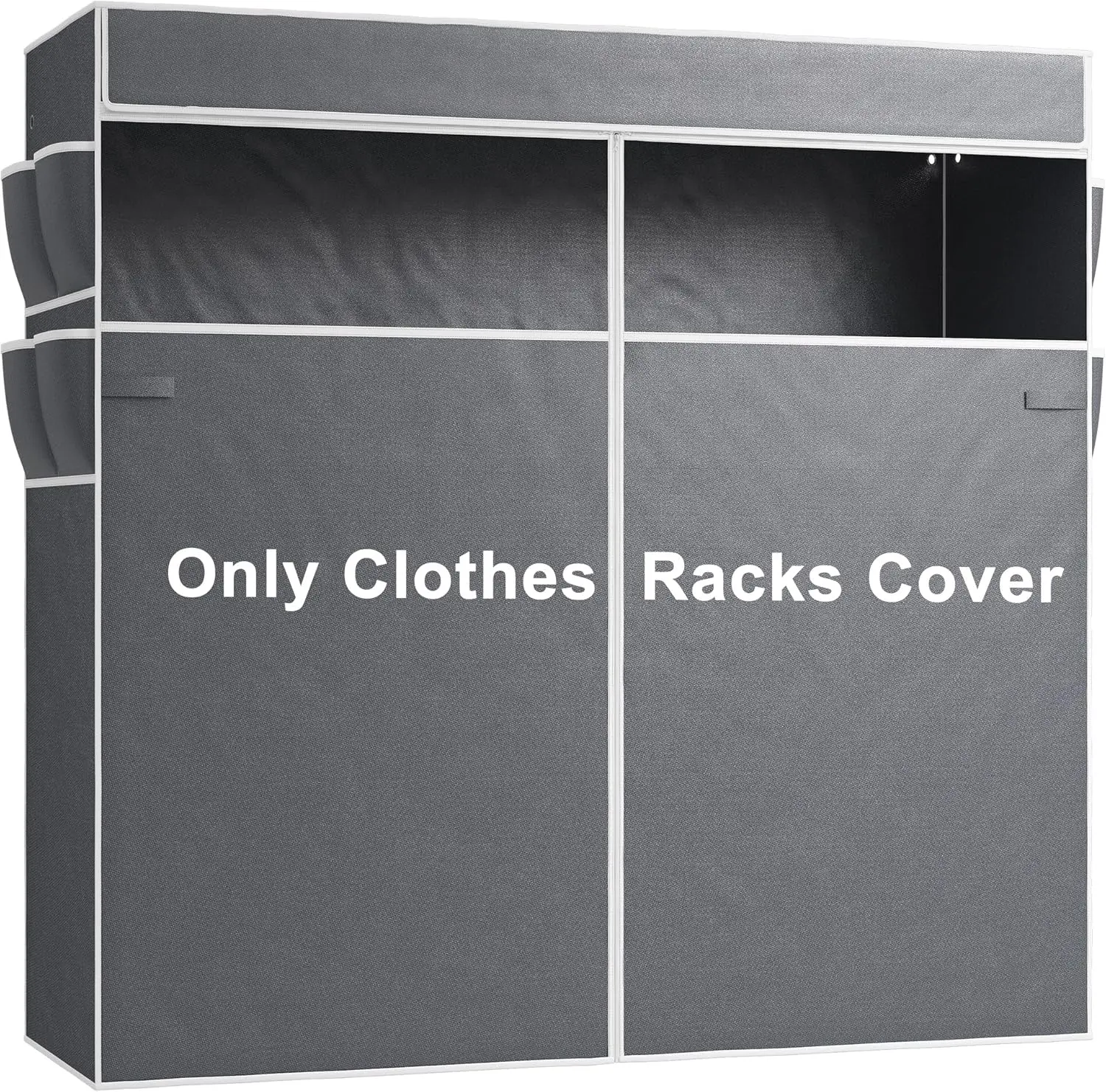 Raybee Kledingrek Hoes Alleen, Stof Kleding Rek Cover Met Rits, Kleding Rek Cover Met Pvc Clear Window & 8 Side