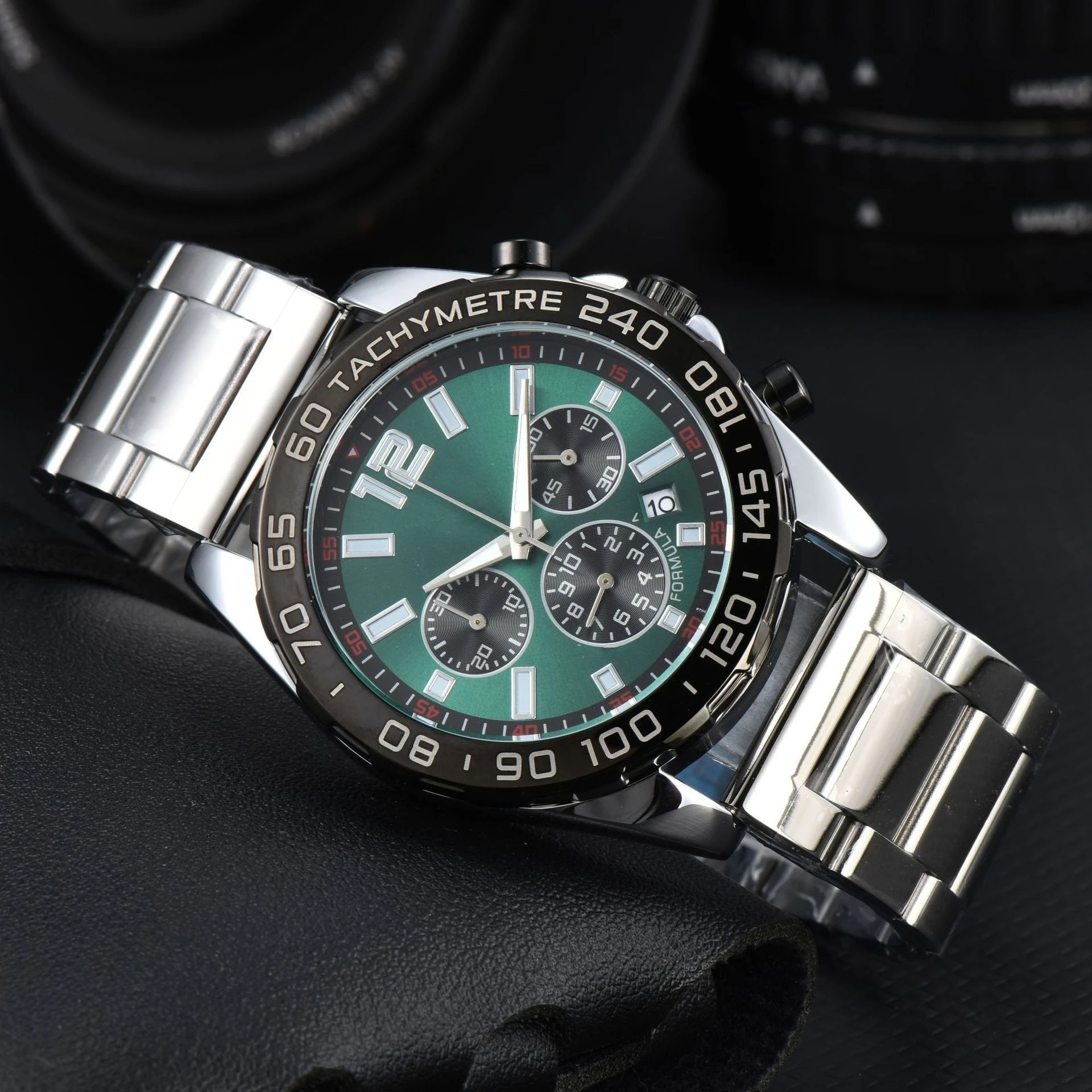 Orologio da uomo di lusso autentico Cinturino in acciaio inossidabile di alta qualità Movimento al quarzo a sei lancette Orologio da polso Hip Hop Marchio di stilisti