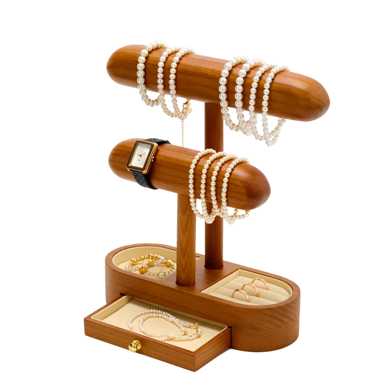 Oirlv 1/2 laag houten horlogestandaard sieraden organisator horloge armband opslag display horloge display standaard sieraden horloge houder - afbeelding 2