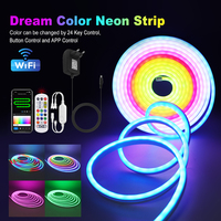 5M WS2811 WiFi Smart RGB Neon LED Strip Light 24Key Remote Control 12V EU/US/UK/AU Plug 84LEDs/M Gaming Room Decoration 1M 2M 3M