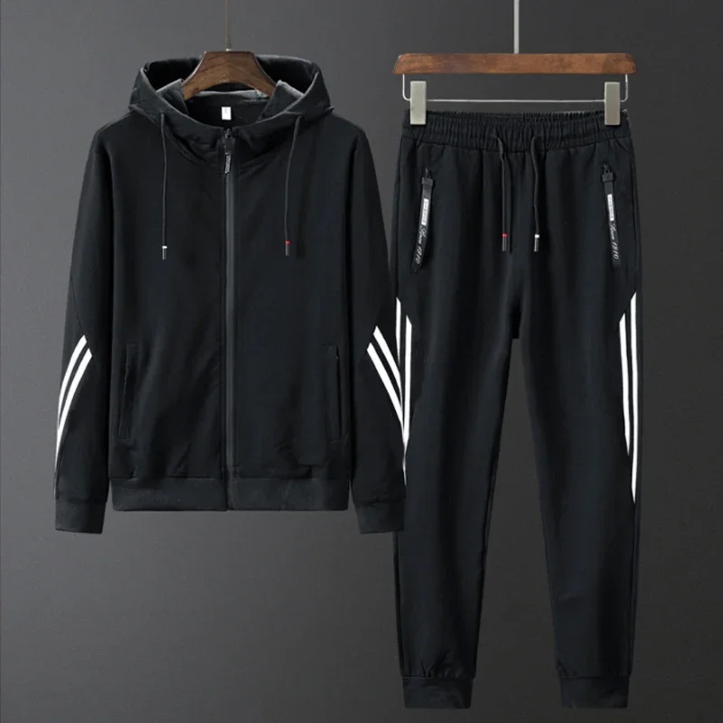 2025 New Men's Sweatshirt Clothing Fall Winter Zipper Suit Hooded Sweater Pants Men's Tracksuit Cardigan Two Piece Set