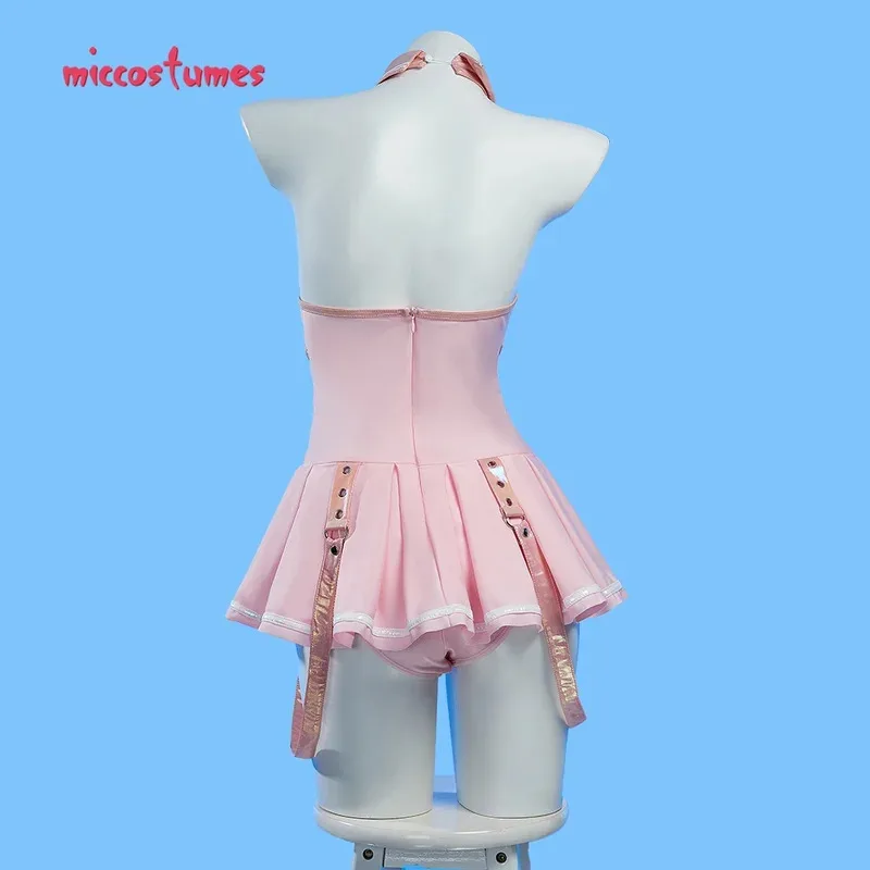 

25COShaikyuu Women Cosplay One Piece Swimsuit with Gloves Tie Anime Bathing Suit Halter Pool Party Musical Clubwear