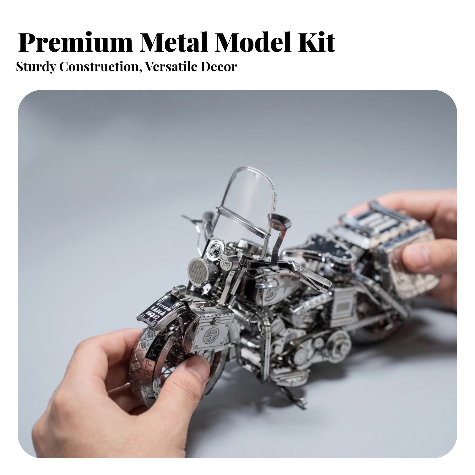 Motorcycle Metal Model Kit Detailed Sportbike Motorcycle Model Kit 3D Metal Puzzle Glueno-Glue Challenging for Hobbyists