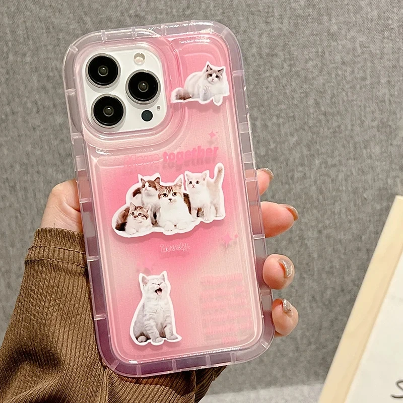 Cute Cartoon Couple Animal Clear Phone Case For iPhone 16 14 Plus 15 13 11 12 Pro Max 7 8 SE 2020 X XR XS Shockproof Soft Cover