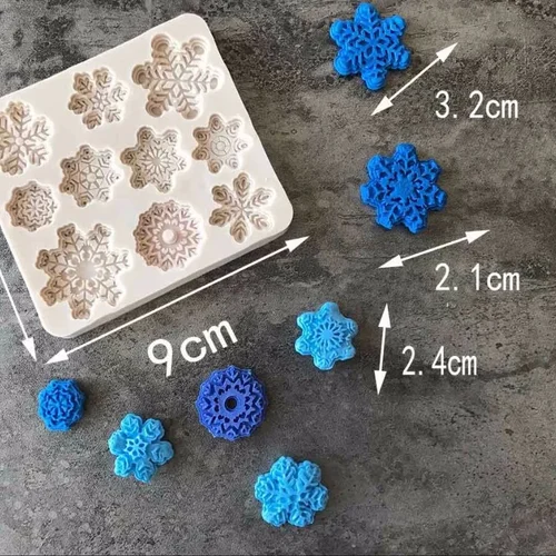 크리스마스 눈 꽃 실리콘 몰드 퐁당 몰드 케이크 장식 도구, 초콜릿 껌 페이스트 몰드, 1PC 