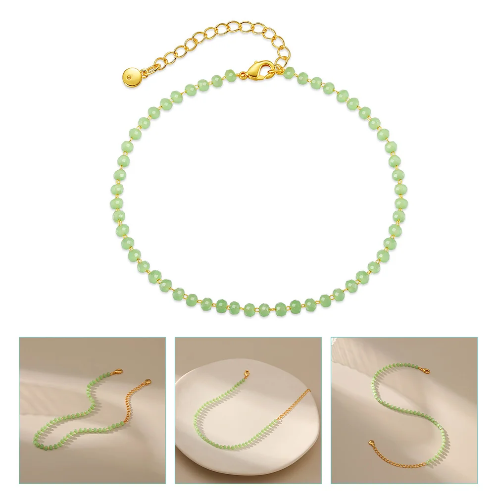 2 Pcs Fashion Green Crystal Stone Hand Miss Jewelry for Girls Aesthetic Bracelets
