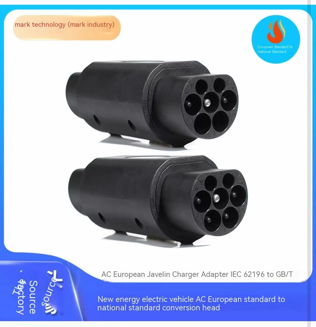 32A 1P 7.2KW IEC 62196 Type 2 to GB/T Charging Converter Electric Vehicle Charging Adapter Type 2 to GB Adapter 32A 3Phase 22KW