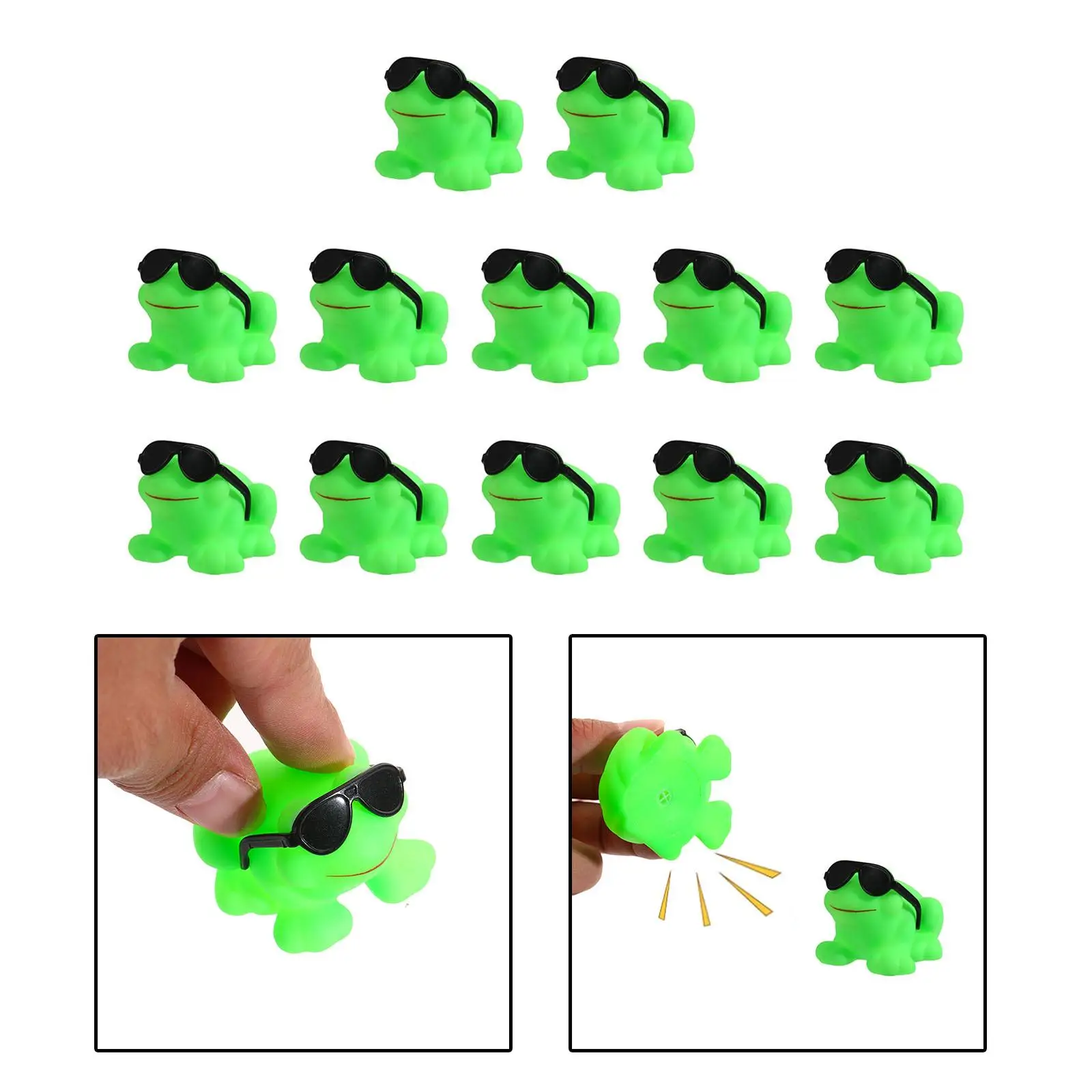 

12 Pieces Cartoon Squeaky Frogs Bath Toys Green Rubber Frogs for Easter Bag