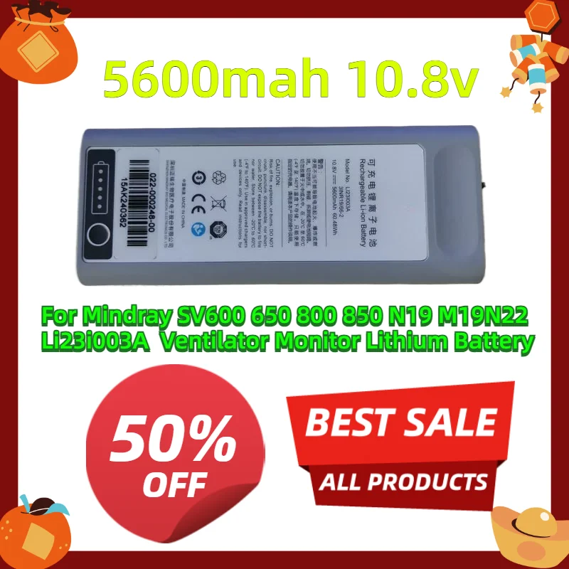 For Mindray SV600 650 800 850 N19 M19N22 Li23i003A 5600mah 10.8v Ventilator Monitor Lithium Battery