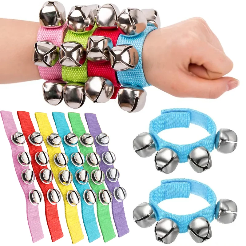 2 uds muñequera azul campana temblorosa decoración de Festival cascabel fiesta ruido producción acompañamiento Navidad Año nuevo favores ZYF