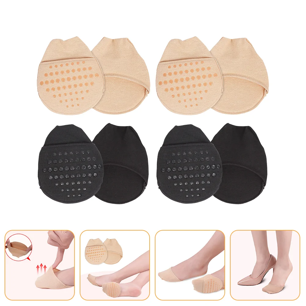 4 คู่พรีเมี่ยมผ้าฝ้าย Anti สวมใส่ครึ่ง Insoles สําหรับรองเท้าส้นสูงรองเท้า Forefoot Toe Topper ถุงเท้าเท้าถุงเท้ารองเท้าส้นสูง