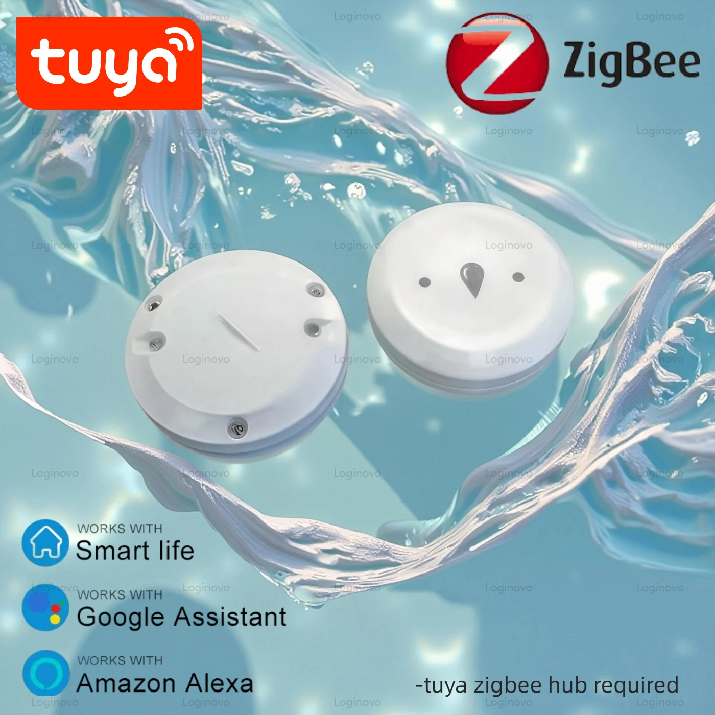 

Датчик утечки воды Zigbee, детектор затопления, приложение Tuya Smart Life, оповещение о переполнении, датчик утечки воды для кухни/ванной комнаты