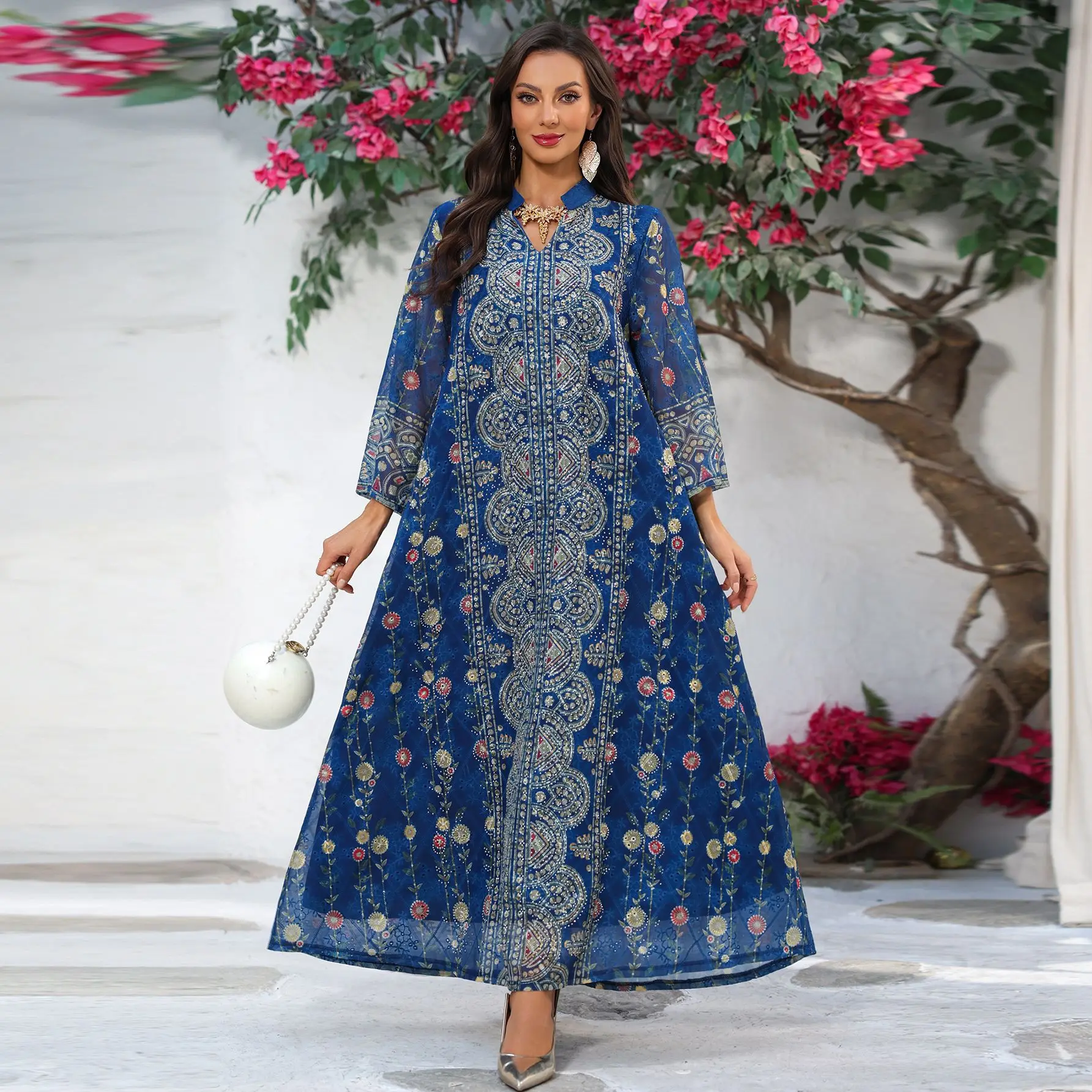 Women Eid Abaya Dresses Dubai Party Dress Diamonds Kaftan Ramadan Arab Vestidos Muslim Morocco Jalabiya Abayas Islam Long Robe 3