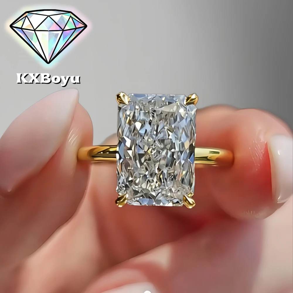 

1-10 Carat Radiant Cut Moissanite Engagement Ring Halo Diamond Wedding Ring for Women S925 Sterling Silver with Certificate