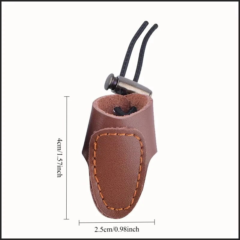 Handmade Double Layer Cowhide Archery Finger Tab Traditional Bow Thumb Guard Protector