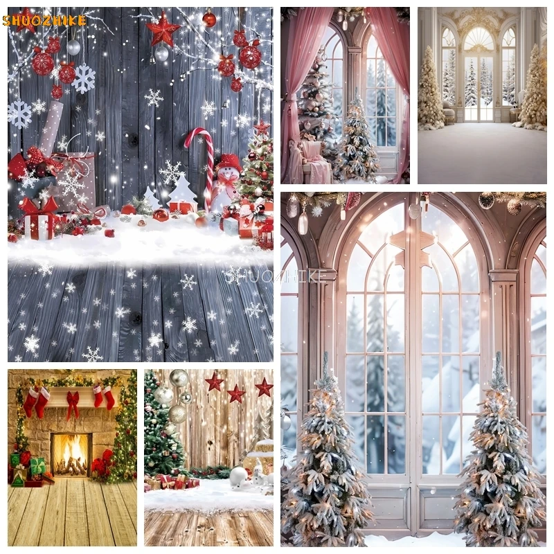 

Winter Wonderland Christmas Backdrop for Photography White Snowflake Glitter Bokeh Kids Portrait Banner Photo Background Props