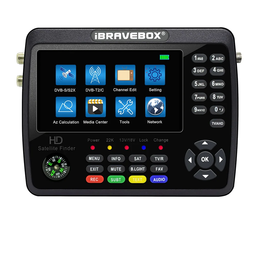 4.3 Inch Plastic Display HD Digital Satellite Meter Signal Finder Support DVB-S/S2/S2X/T/T2/C AHD 2 RF Ports OEM Brand