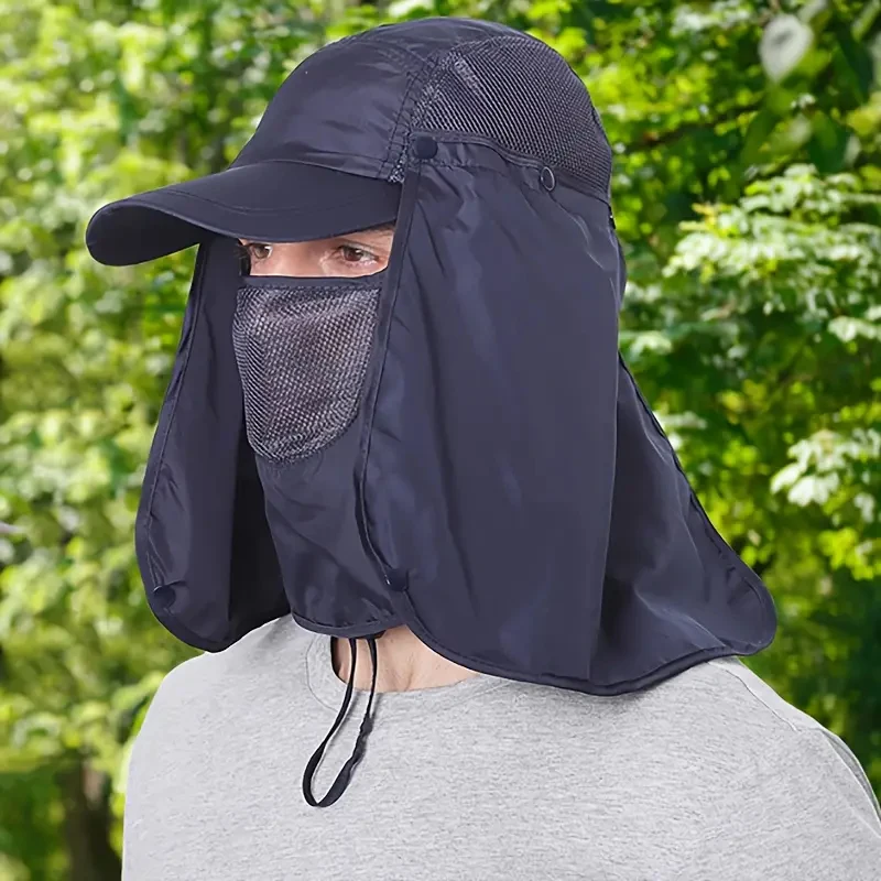 Breathable Quick-Drying Sun Hat with Detachable Neck Flap and UV Protection for Fishing and Outdoor Activities - Unisex