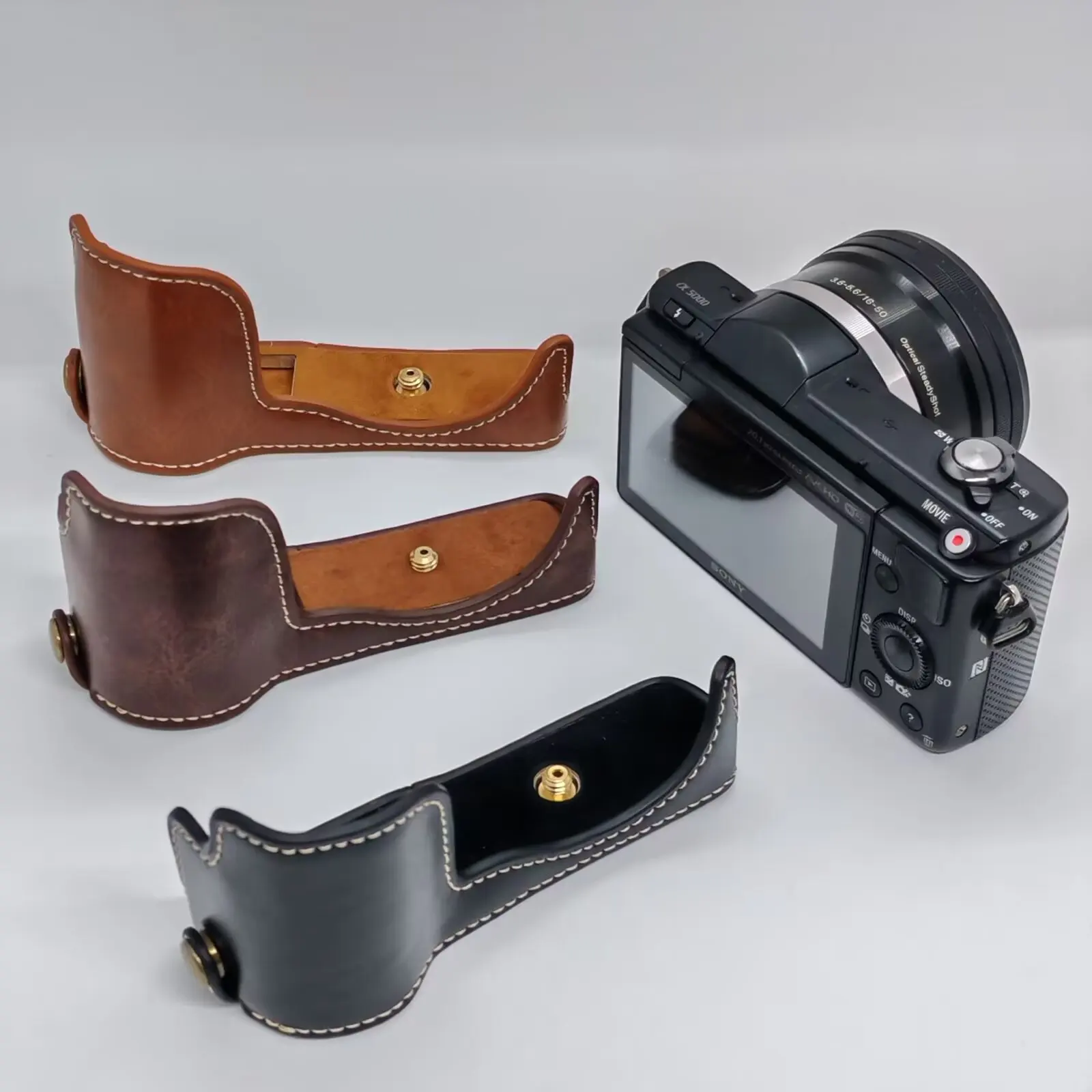 Leather Protect Half Case Grip for Sony Alpha A5000 A5100 Camera