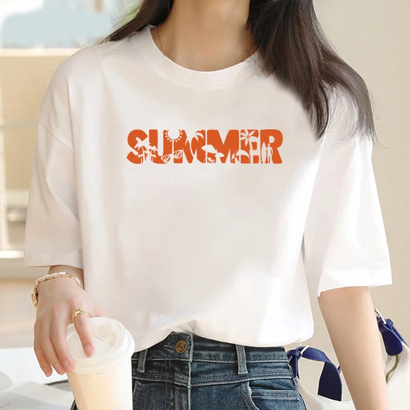 Vintage Medieval letter-Print T-shirt Street Y2K2024 Shin-Harajuku Loose fitting fashion short-sleeved top T-shirt for women