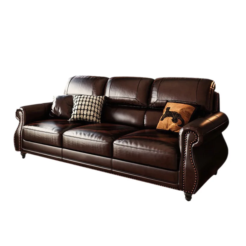 LMM American leather sofa 1234 seat living room retro leather sofa combination