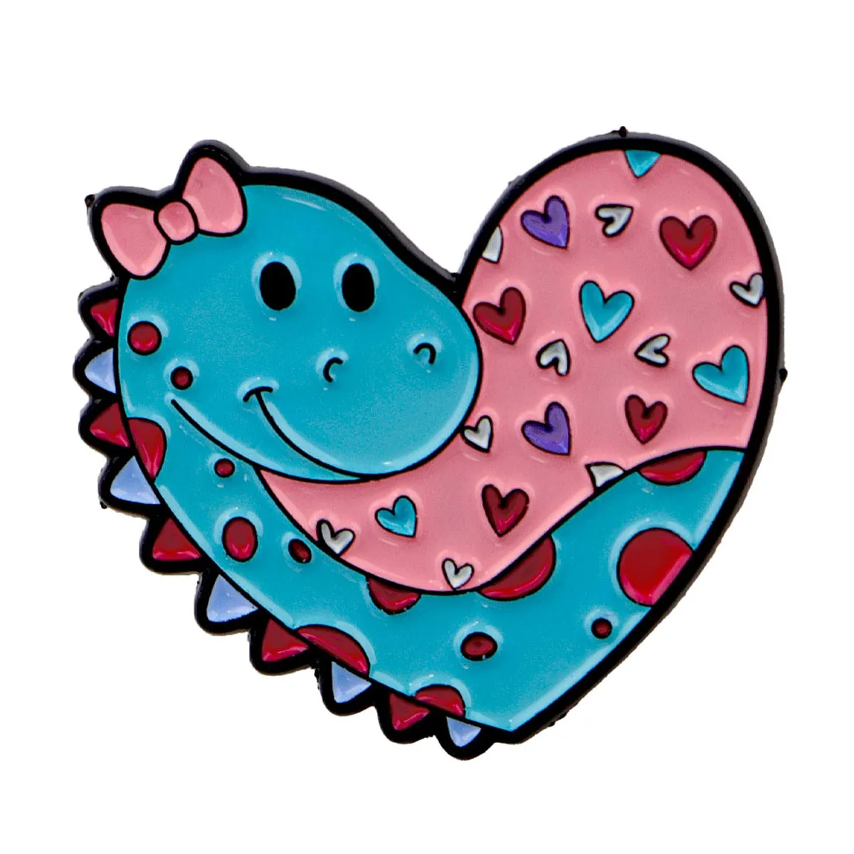 Heart-shaped Dinosaur Lapel Pins for Backpacks Cartoon Brooches for Women Enamel Pin Animal Jewelry Accessories Friends Gift