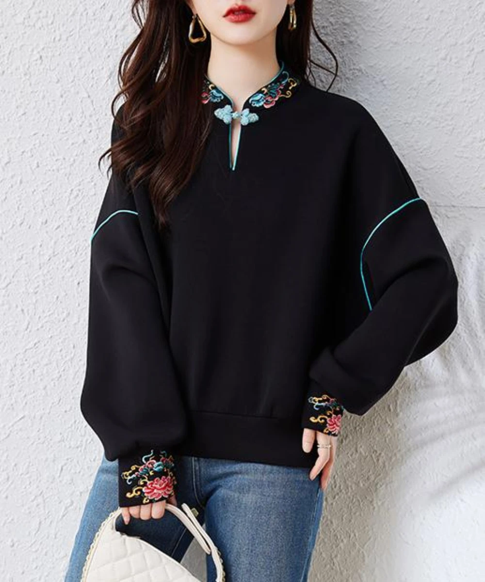 Chinese style Sweatshirts women\'s Hoodies Fashion pullovers Spring Autumn casual sweatshirts Tops female