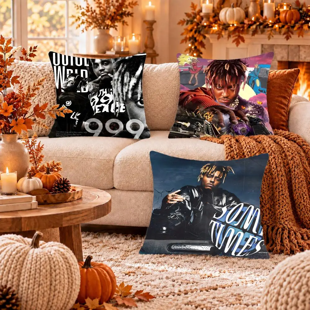 Rapper J-Juice WRLD Cushion Cover Soft Plush Cushion Case Throw Pillowcase Cozy Home Sofa Bed Living Room Decor
