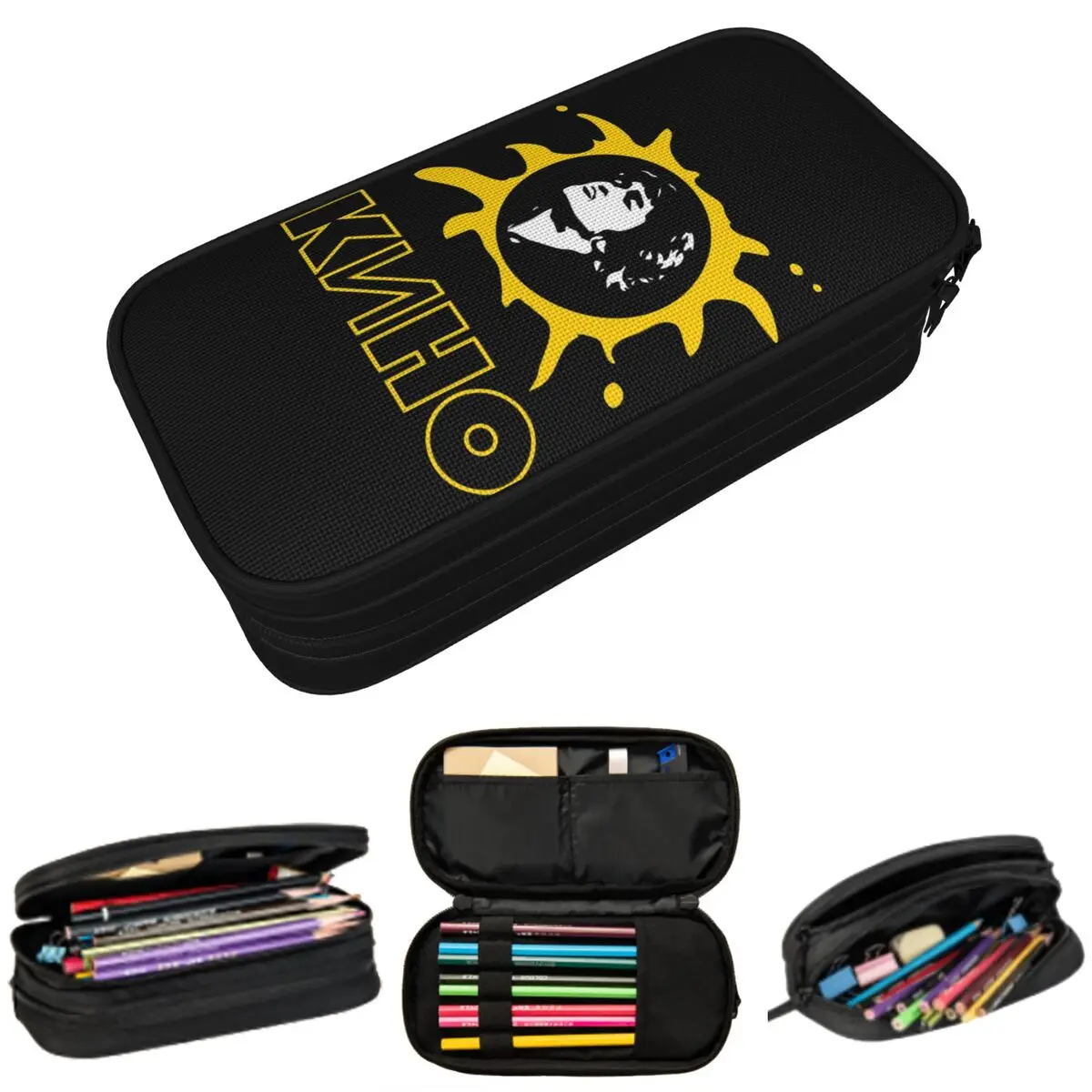 Viktor Tsoi Russia Music Rock Band Kino Pencil Case for Students School Pen Box Pencil Bag Stationery Supplies Pen Holder Bag