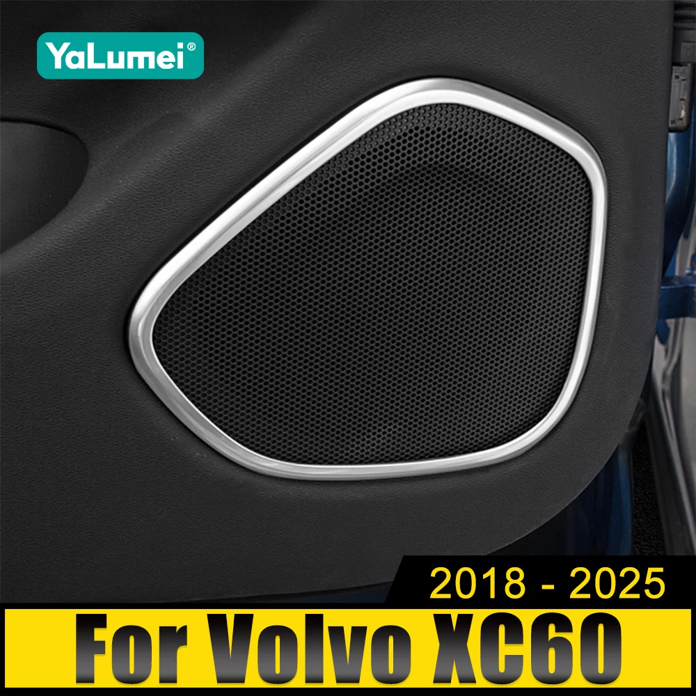 

For Volvo XC60 2018 2019 2020 2021 2022 2023 2024 2025 Stainless Car Door Audio Speaker Stereo Decorative Trim Cover Stickers