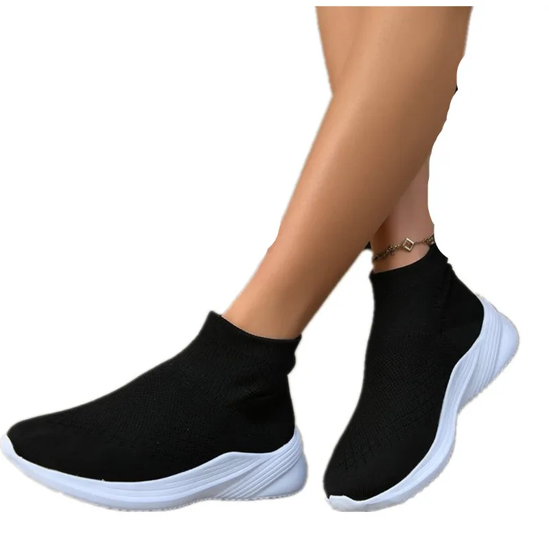 Baskets Chaussettes Respirantes Décontractées pour Femme, Chaussures Canisées d'Été, Tennis, Grande Taille 42 43