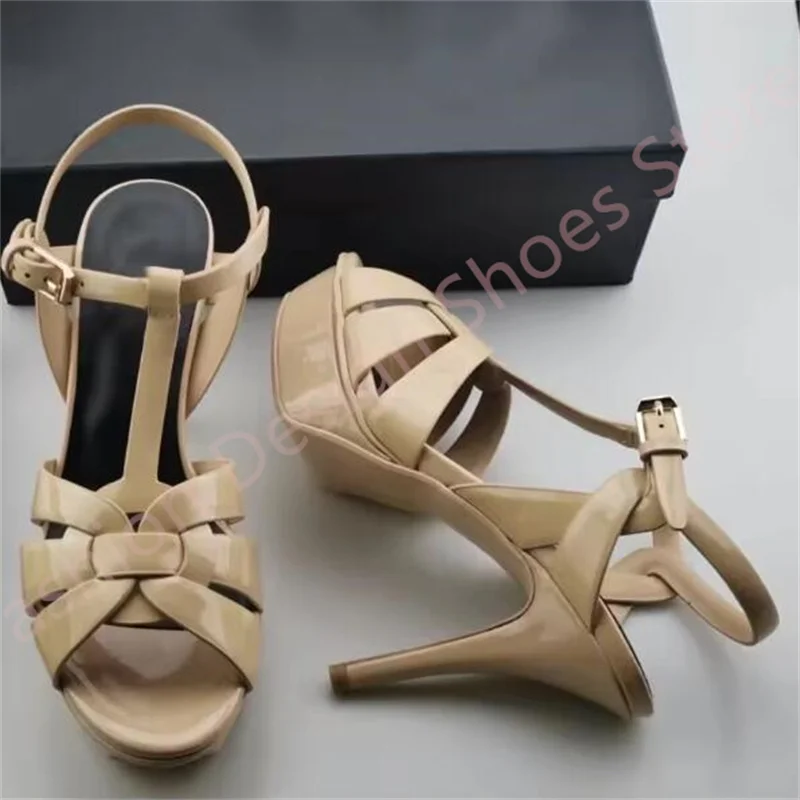 

14 CM High Heels Platform Sandals Top quality luxury Summer Patent Leather Women Shoes for Women Multi Colors