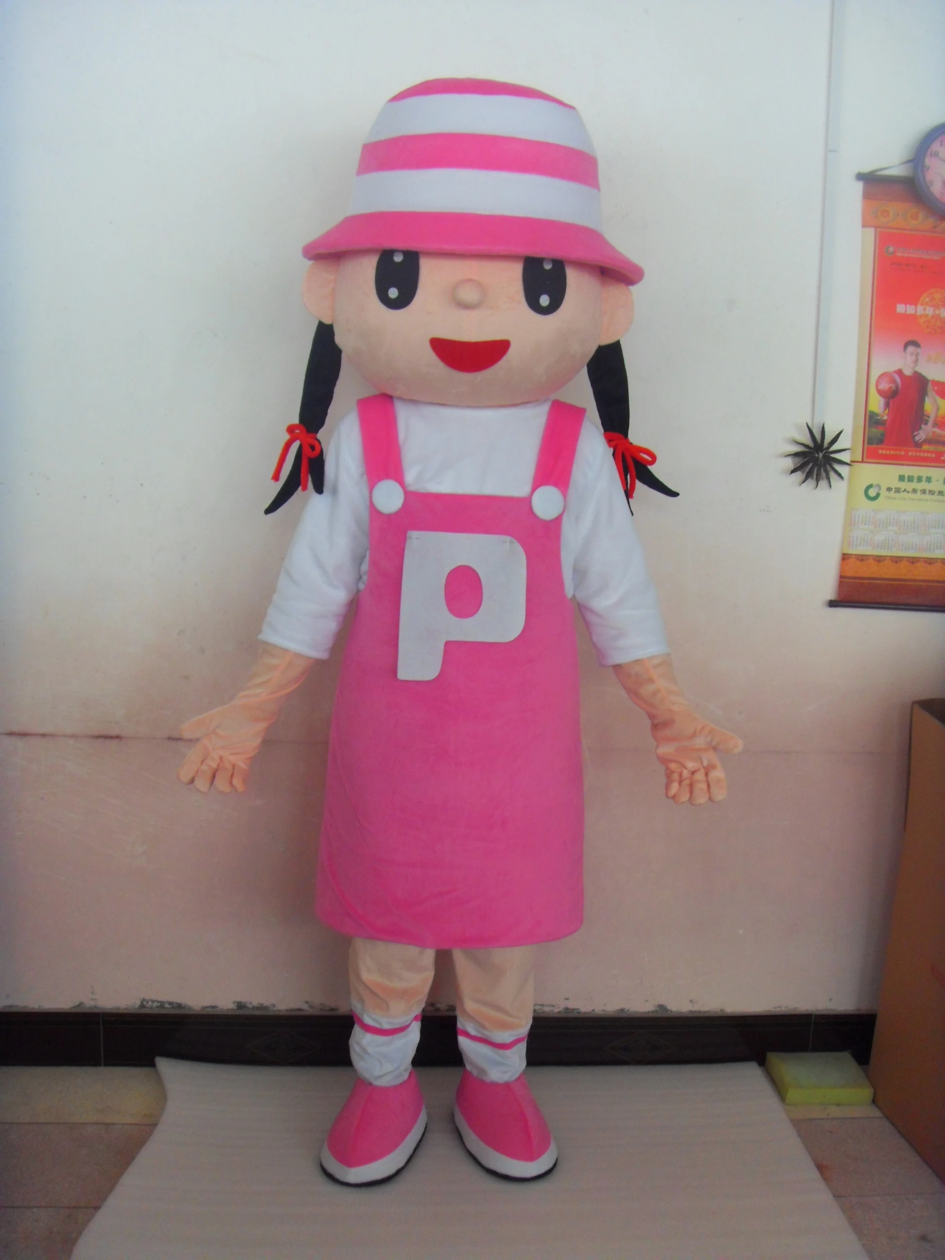 

Fashion Design Pink Hat Girl Mascot Costume Adult Birthday Party Fancy Dress Halloween Cosplay Outfits Clothing Xmas