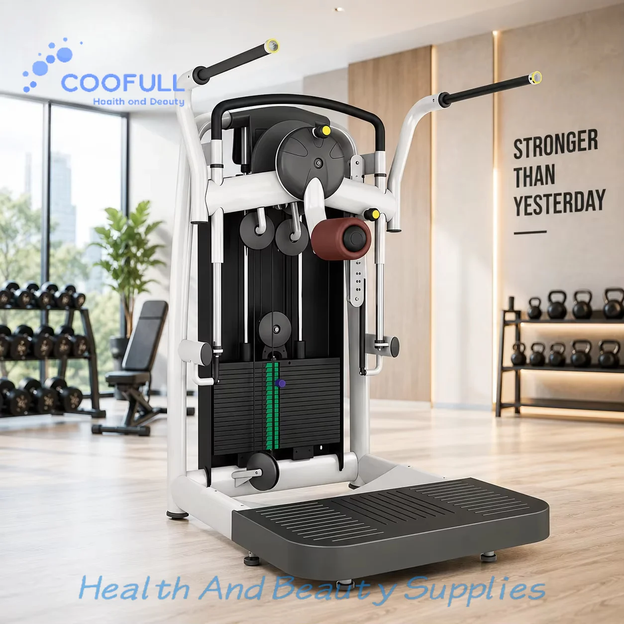 Coofull Commercial Standing Leg Curl Machine 3.0mm Q235 Steel Pin Loaded Gym Equipment Hamstring Curl Selectorized Leg Trainer