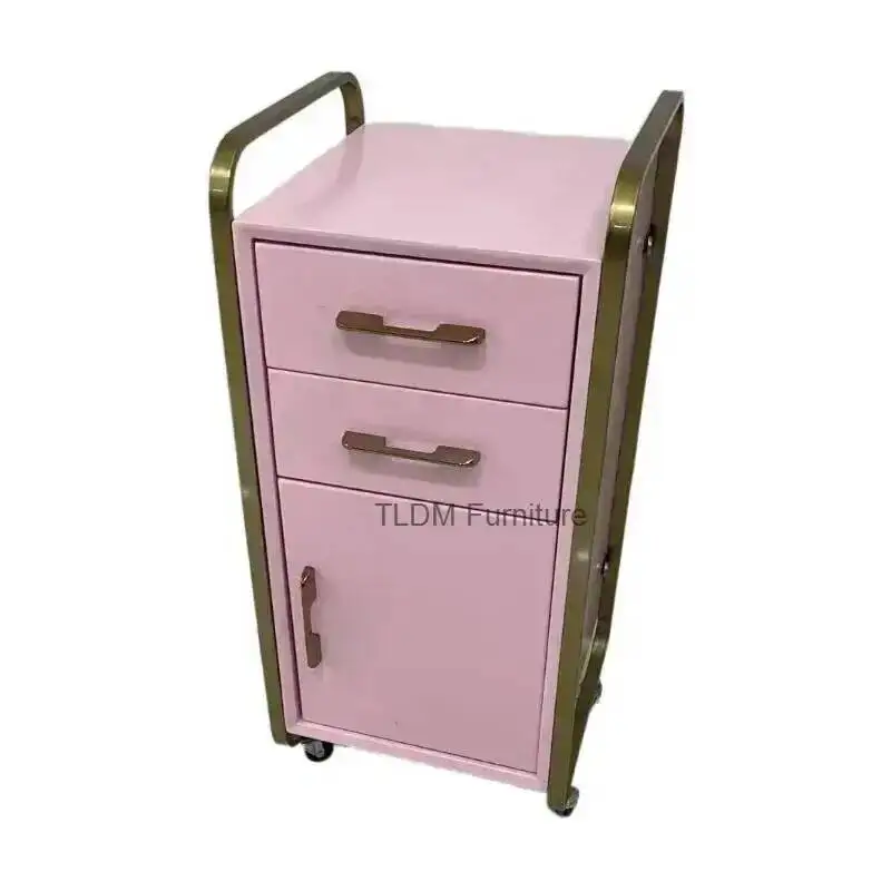 Steel With Modern Beauty Trolley Luxury Stainless Pink Tools Spa Wood Salon Furniture Hairdressing Storage Drawers Home Workshop