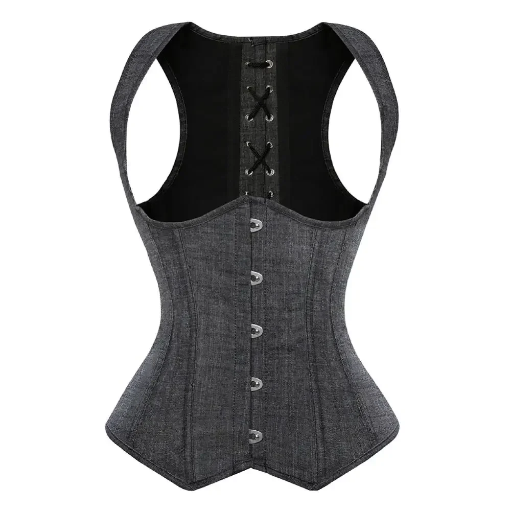 Women's Corset Bustiers Denim Corset Underbust Corselet Denim Jean Corsage Slimming Bustier Vest Sexy Graduation Party Plus Size