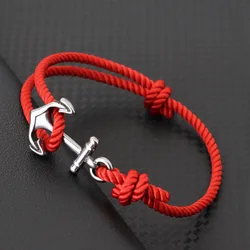 Marine Style Anchor Bracelet For Men Handmade Adjustable Grade A String Braslet Beach Surfing Wrap Braclet Cycling Accessories