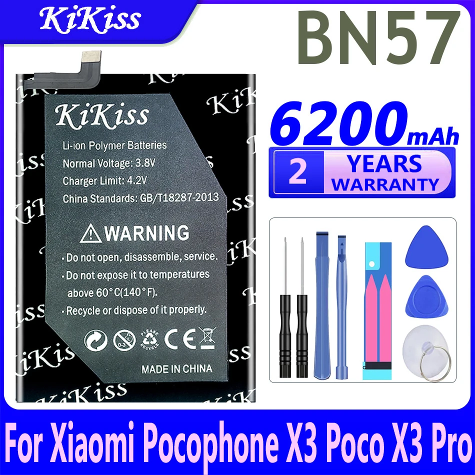 KiKiss Powerful Battery BN57 BN61 For Xiaomi Pocophone X3 Poco X3/X3 Pro X3Pro