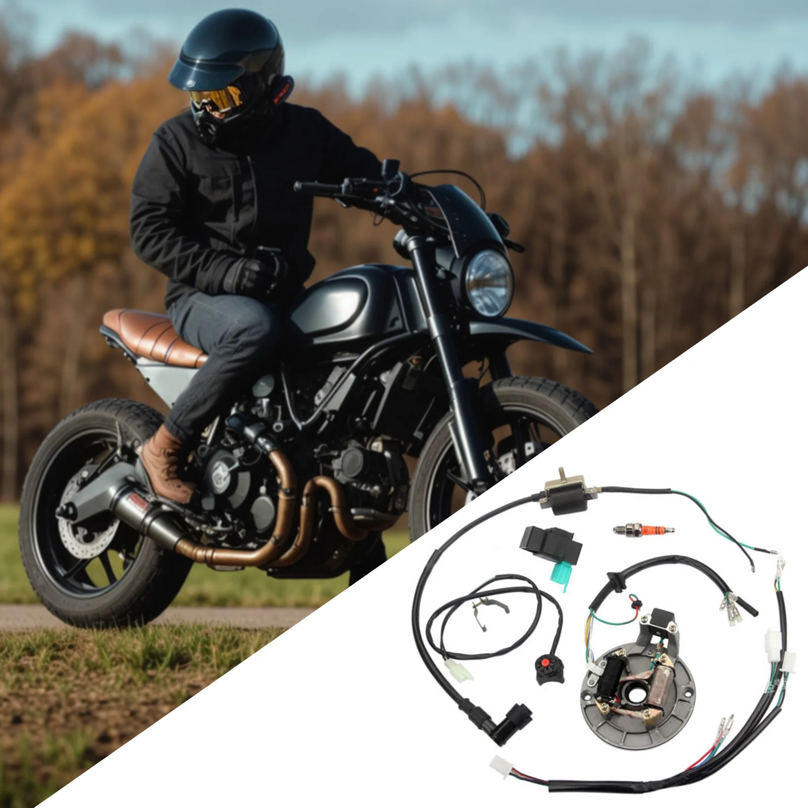 

1Set Motorcycle Ignition Stator Wiring Harness Ignition Coil Magnetos Stator For 50cc 70cc 110cc 125cc 4 Stroke Dirt Bikes