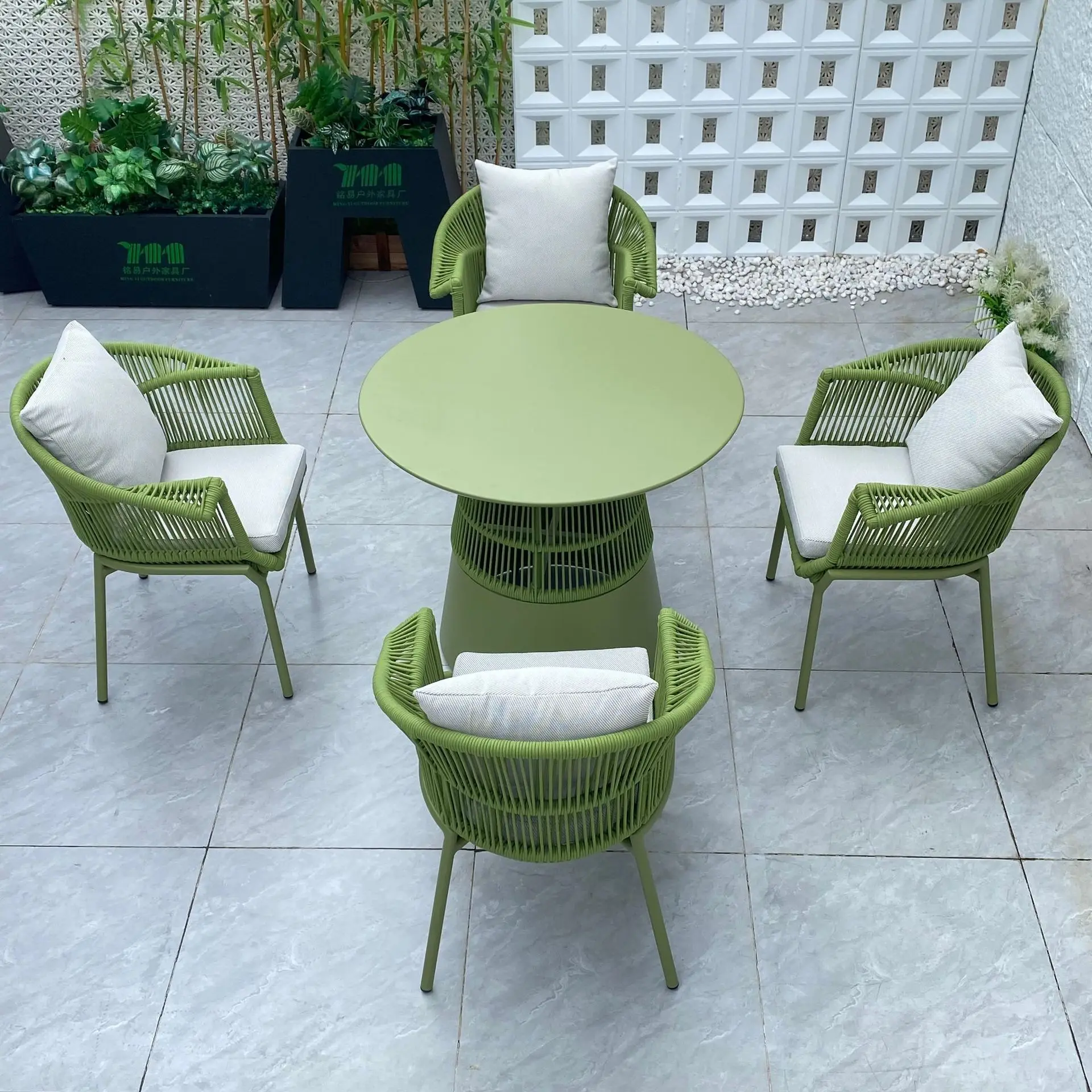 Outdoor courtyard table and chair combination, rattan woven leisure furniture, rattan chairs, backrest chairs, garden chairs