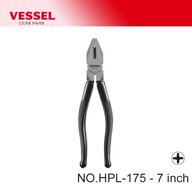 VESSEL Electrical Wire Cutter Plier Combination Pliers Strong Steel Wire Pliers 175mm Professional Cables Wire Cutter  HPL175 El