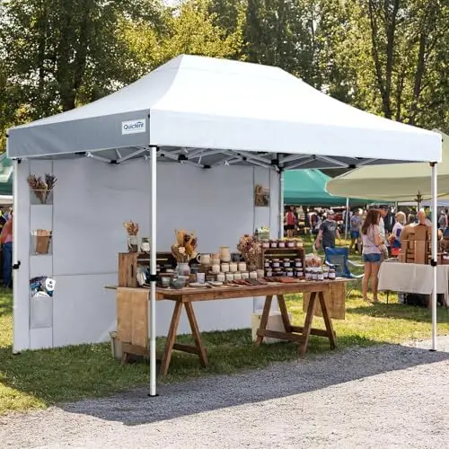 10x15 Heavy Duty Pop up Canopy Tent with Wheeled Bag | Easy up Commercial Instant Shelter for Outdoor, Parties