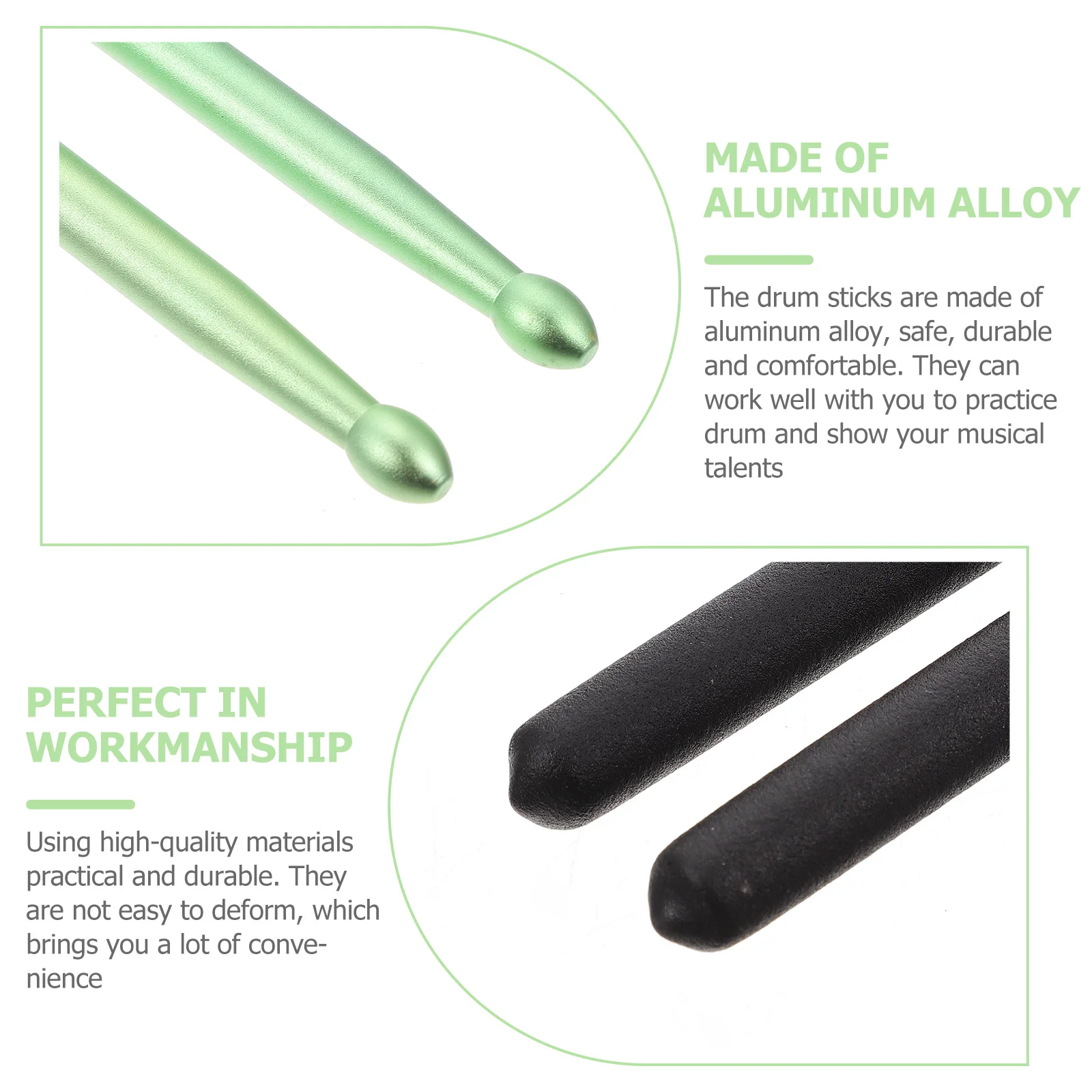 

2 Pcs Aluminum Alloy Drum Rods Sticks Drumsticks Cone Music Percussion Instrument Drummer Accessories Child