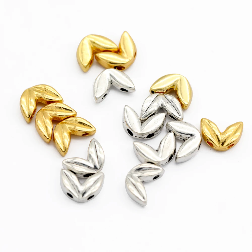 50/pcs Antique Silver Gold Color Ear Of Wheat Shape Beads Loose Spacer Beads For Diy Charms Bracelet Jewelry Making Finding