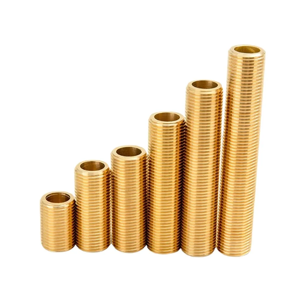 Lengthen Brass Pipe Hex Nipple Fitting Quick Coupler Adapter 1/8 1/4 1/2 3/4 BSP Full Thread Extension Water Oil Gas Connector