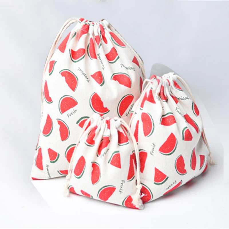 Women Drawstring Shopping Bag Cotton Clothes Shoes Storage Packaging Bag Handbag Reusable Foldable Eco Grocery Shopper Tote