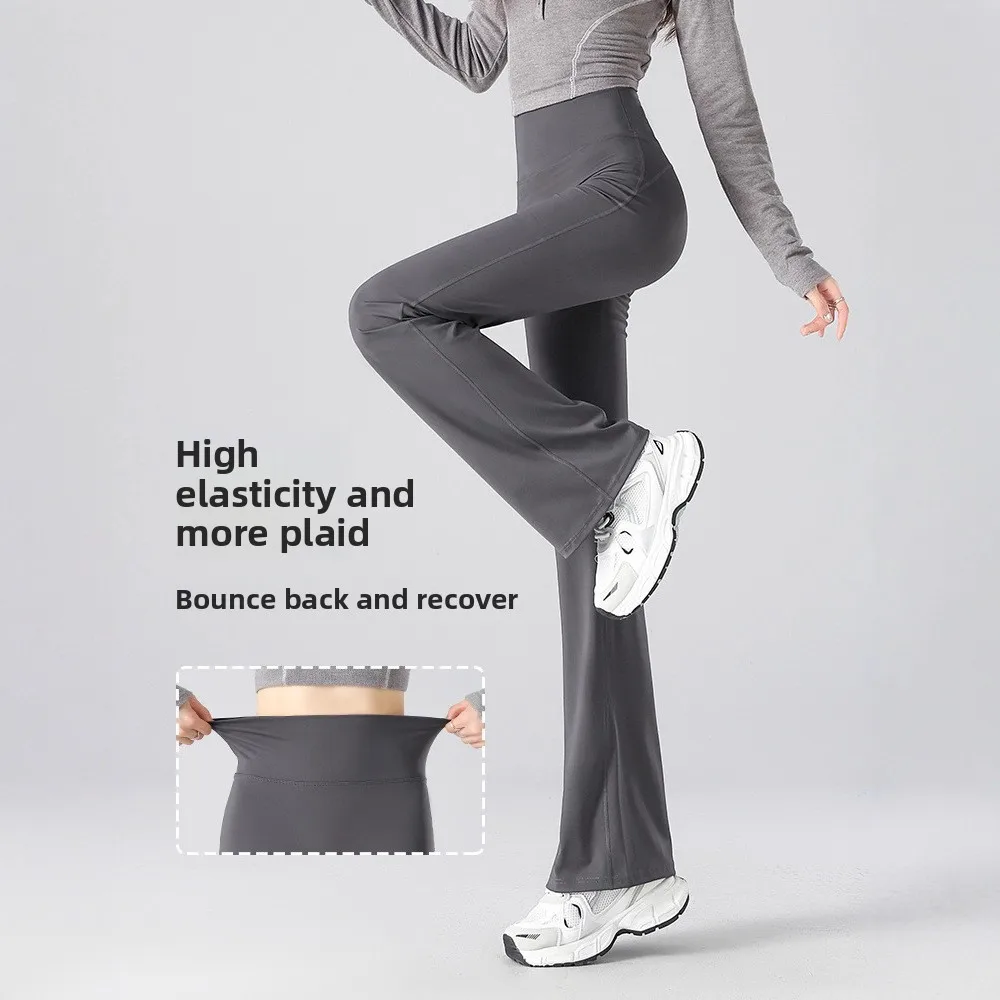 Cintura alta calças de yoga das mulheres outono inverno novo sle perna larga fitn esportes arca gills calças outerwear