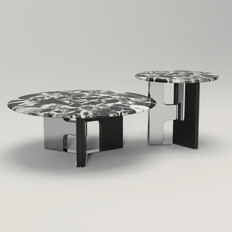 

Modern Italian Marble Coffee Tea Table Stainless Steel Living Room Furniture